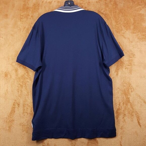 ORLEBAR BROWN Polo Shirt Mens XL Blue Cotton DOMINIC BORDER STRIPE $295 - Picture 5 of 9